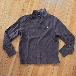 Polo Ralph Lauren Men's Heather Brown Quarter- Zip Sweater